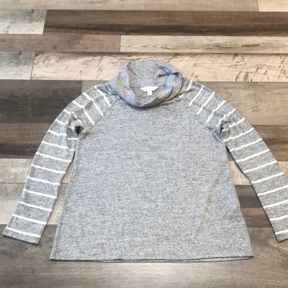 Market & Spruce Gray & White Cowl Neck Elbow Patch Knit Pullover XL
